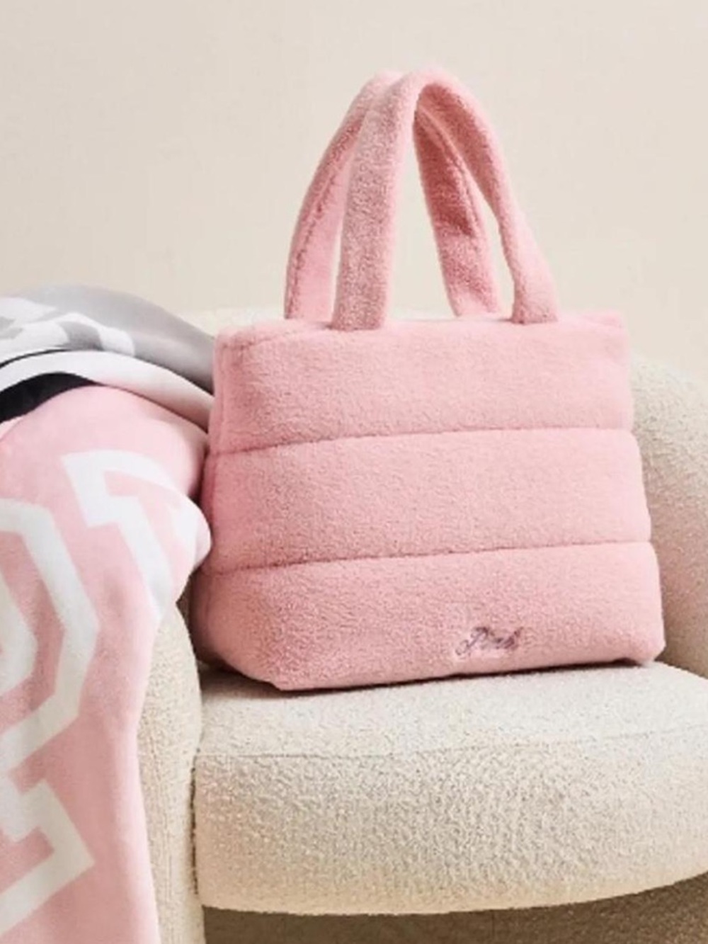 PINK Victoria's Secret Soft Pink Sherpa Tote
